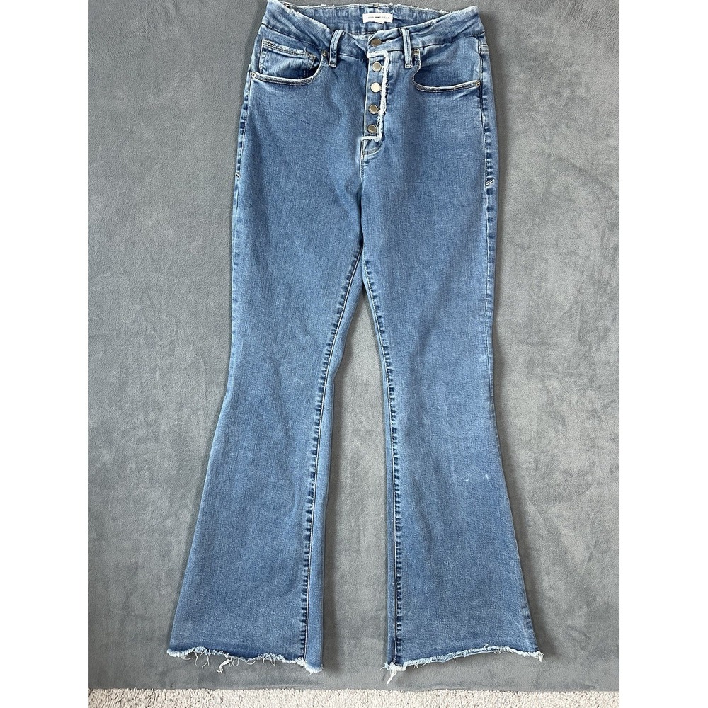 Good American Wide Leg Flare Jeans Women's 10/30 Distressed‎ Y2K 90s High Rise